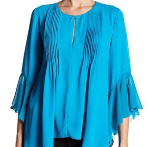 BNWT T Tahari Kate Bell Sleeve Satin Blouse